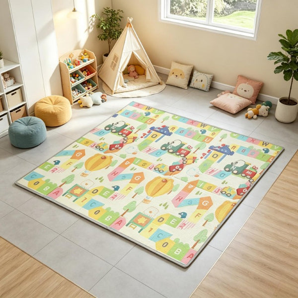English Elm Lightweight Reversible Foam Baby Play Mat with Alphabet and Cloud Cushioned Surface T3971P567215