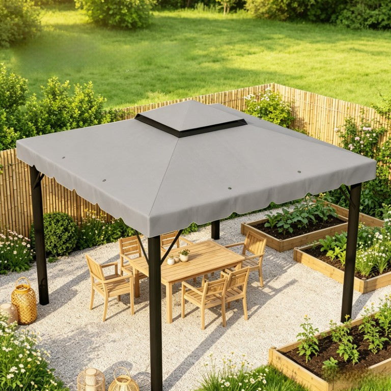 English Elm Outdoor Double Tier Polyester Gazebo Replacement Canopy with Mesh Vent and Drainage T3971P567232