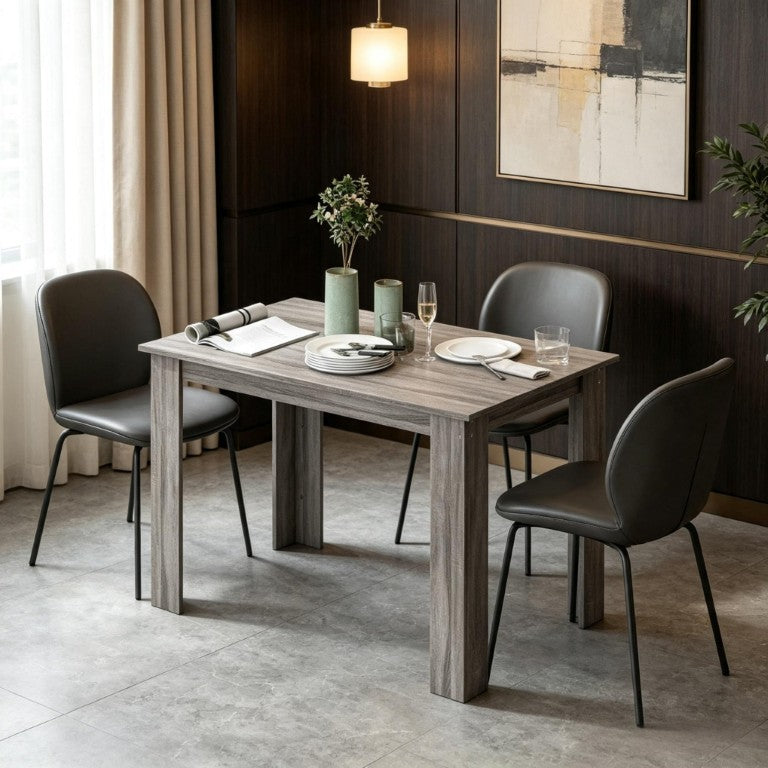 English Elm Minimalist Rectangular Dining Table Light Gray Wood Grain for Small Apartments T3971P573285