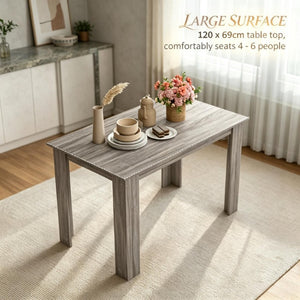 English Elm Minimalist Rectangular Dining Table Light Gray Wood Grain for Small Apartments T3971P573285