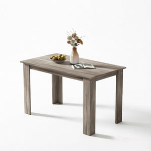 English Elm Minimalist Rectangular Dining Table Light Gray Wood Grain for Small Apartments T3971P573285