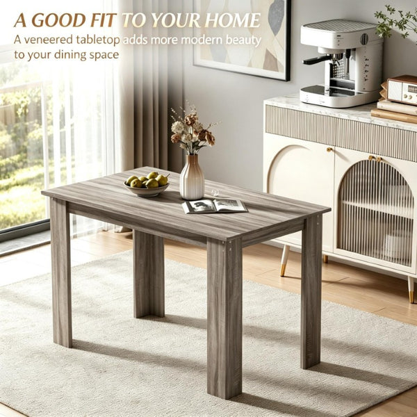 English Elm Minimalist Rectangular Dining Table Light Gray Wood Grain for Small Apartments T3971P573285