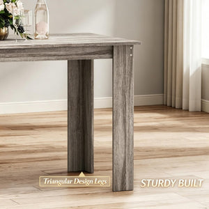 English Elm Minimalist Rectangular Dining Table Light Gray Wood Grain for Small Apartments T3971P573285