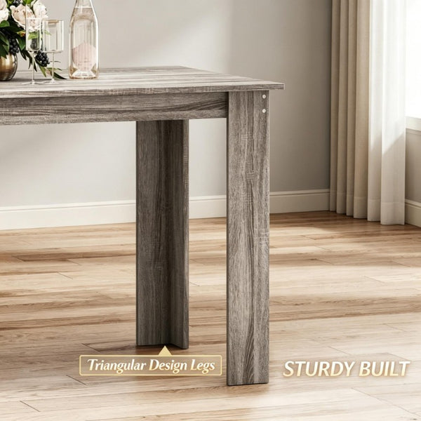 English Elm Minimalist Rectangular Dining Table Light Gray Wood Grain for Small Apartments T3971P573285