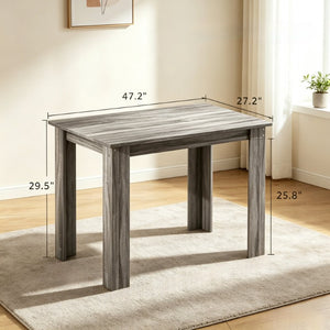 English Elm Minimalist Rectangular Dining Table Light Gray Wood Grain for Small Apartments T3971P573285