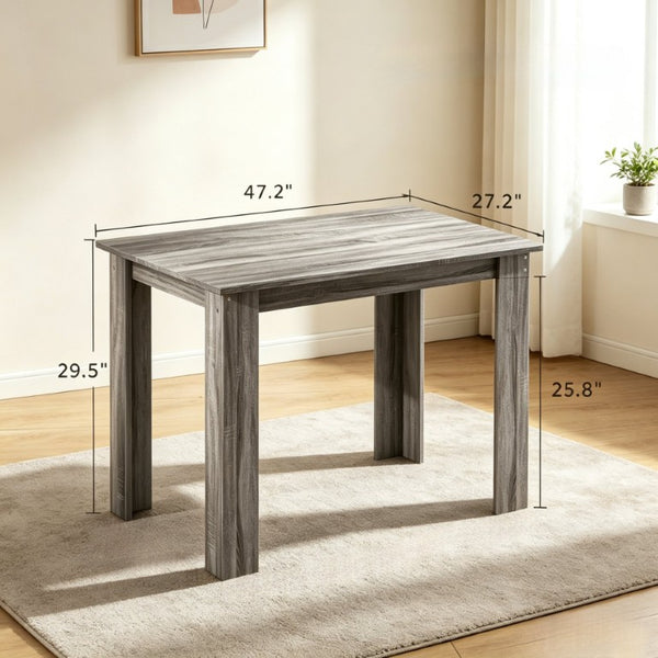English Elm Minimalist Rectangular Dining Table Light Gray Wood Grain for Small Apartments T3971P573285