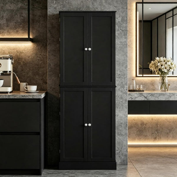 English Elm Tall Freestanding Pantry Cabinet with Spice Racks and Magnetic Doors for Kitchen Storage T3971P573392