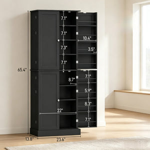 English Elm Tall Freestanding Pantry Cabinet with Spice Racks and Magnetic Doors for Kitchen Storage T3971P573392