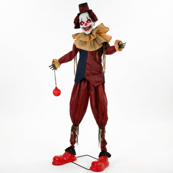English Elm Creepy Animatronic Circus Clown Eight Foot Halloween Yard Prop with Motion Sound T3971P576811