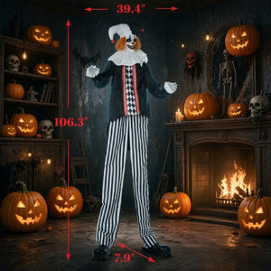 English Elm Frightening Animatronic Clown Prop Nine Feet Tall with LED Eyes and Motion Sensors T3971P576839
