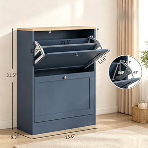 English Elm Stylish Slim Flip Door Shoe Cabinet with Oak Grain Top for Entryway Organization T3971P580161