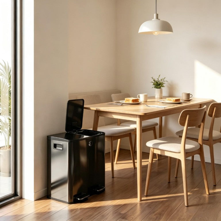 English Elm Hygienic Dual Compartment Step Trash Can Stainless Steel Soft Close Kitchen Waste Bin T3971P582194