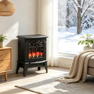 English Elm Freestanding Electric Stove Heater with Flickering Flame Ambiance for Any Room T3971P585266