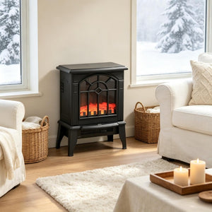 English Elm Freestanding Electric Stove Heater with Flickering Flame Ambiance for Any Room T3971P585266