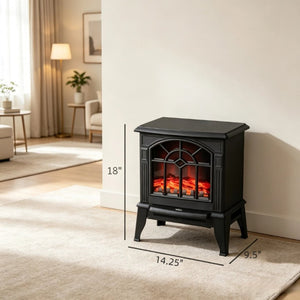 English Elm Freestanding Electric Stove Heater with Flickering Flame Ambiance for Any Room T3971P585266