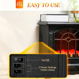 English Elm Freestanding Electric Stove Heater with Flickering Flame Ambiance for Any Room T3971P585266