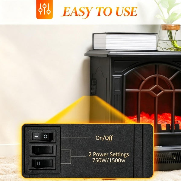 English Elm Freestanding Electric Stove Heater with Flickering Flame Ambiance for Any Room T3971P585266
