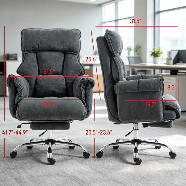 English Elm Executive Reclining Office Chair with Footrest Flannel Foam Cushion and Lumbar Support T3971P588829