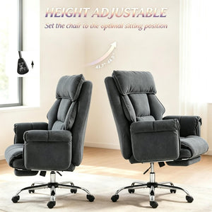 English Elm Executive Reclining Office Chair with Footrest Flannel Foam Cushion and Lumbar Support T3971P588829