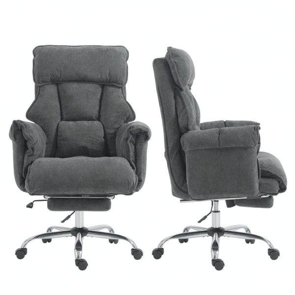 English Elm Executive Reclining Office Chair with Footrest Flannel Foam Cushion and Lumbar Support T3971P588829
