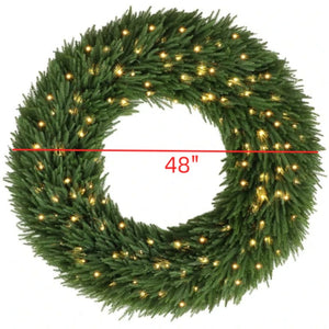 English Elm 48 Inch Pre-Lit Norfolk Pine Wreath with 150 Warm White LEDs for Festive Entryway Display Norfolk Pine T3971P588948