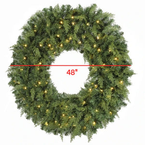 English Elm 48 Inch Pre-Lit Norfolk Pine Wreath with 150 Warm White LEDs for Festive Entryway Display Crestwood Spruce T3971P589030