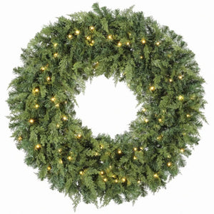 English Elm 36‑Inch Pre-Lit Cedar Wreath with Warm White LEDs Bow and 8 Glow Modes for Front Doors T3971P589033