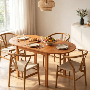 English Elm 55‑Inch Solid Pine Drop Leaf Dining Table Walnut Finish Seats Six Compact Spaces T3971P589173