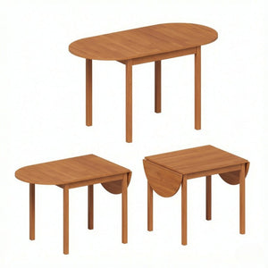 English Elm 55‑Inch Solid Pine Drop Leaf Dining Table Walnut Finish Seats Six Compact Spaces T3971P589173