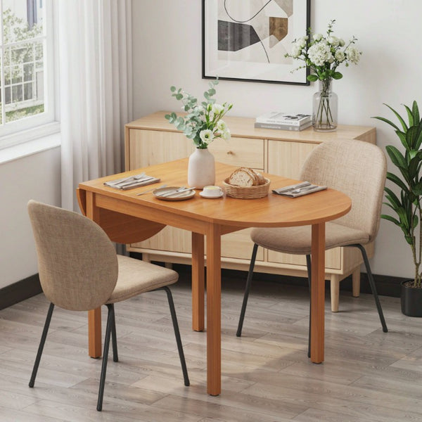 English Elm 55‑Inch Solid Pine Drop Leaf Dining Table Walnut Finish Seats Six Compact Spaces T3971P589173