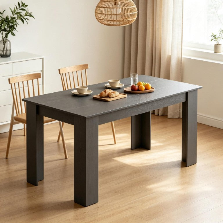 English Elm 63‑Inch Rectangular Dining Table Seats Six with Geometric Legs and Wood Grain Top T3971P589179