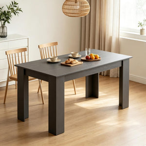 English Elm 63‑Inch Rectangular Dining Table Seats Six with Geometric Legs and Wood Grain Top T3971P589179
