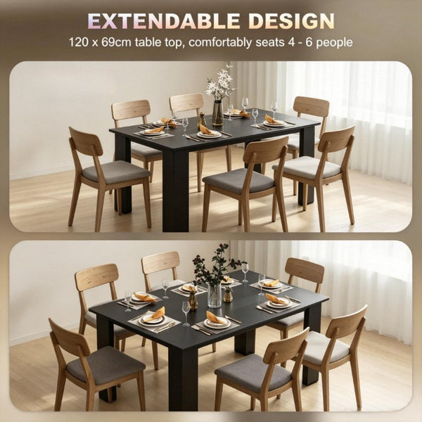 English Elm 63‑Inch Rectangular Dining Table Seats Six with Geometric Legs and Wood Grain Top T3971P589179