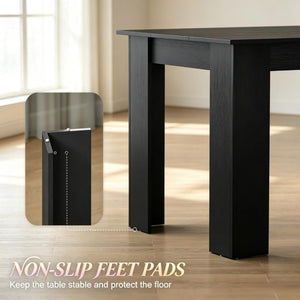 English Elm 63‑Inch Rectangular Dining Table Seats Six with Geometric Legs and Wood Grain Top T3971P589179