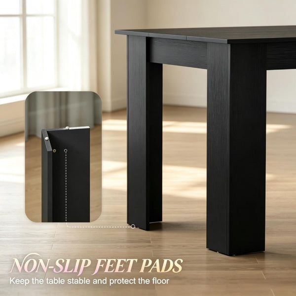 English Elm 63‑Inch Rectangular Dining Table Seats Six with Geometric Legs and Wood Grain Top T3971P589179