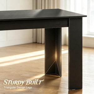 English Elm 63‑Inch Rectangular Dining Table Seats Six with Geometric Legs and Wood Grain Top T3971P589179