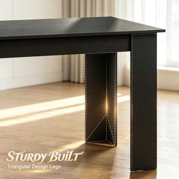 English Elm 63‑Inch Rectangular Dining Table Seats Six with Geometric Legs and Wood Grain Top T3971P589179