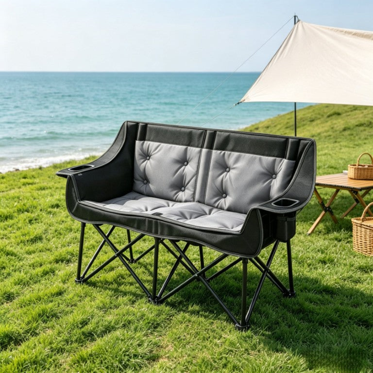 English Elm Oversized Heated Folding Loveseat with Four USB Warming Zones for Outdoor Camping T3971P589510