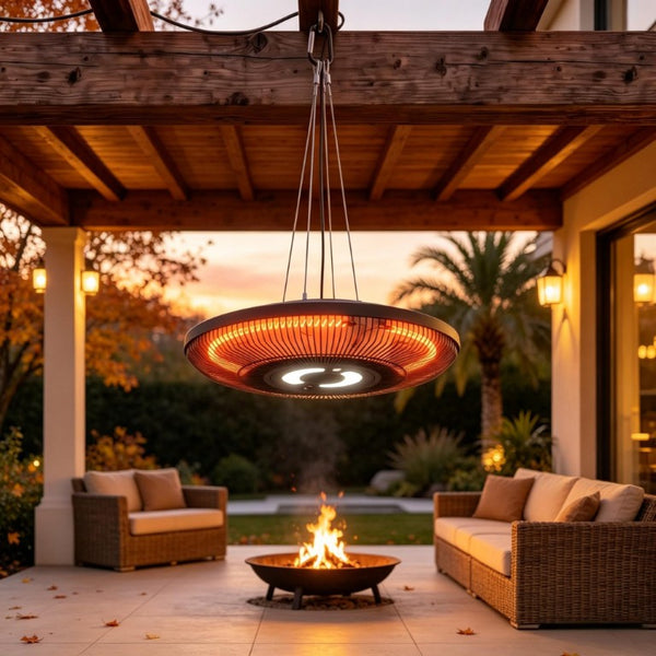 English Elm Ceiling Infrared Patio Heater with LED Light IP65 Waterproof for Covered Spaces 16.5 x 16.5 x 4.5 inches T3971P589515