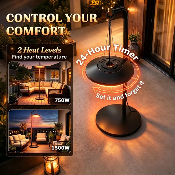 English Elm Ceiling Infrared Patio Heater with LED Light IP65 Waterproof for Covered Spaces 16.5 x 16.5 x 4.5 inches T3971P589515