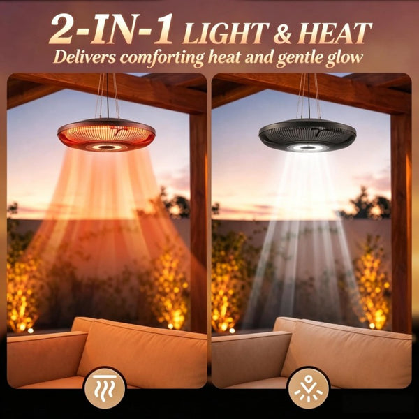 English Elm Ceiling Infrared Patio Heater with LED Light IP65 Waterproof for Covered Spaces 16.5 x 16.5 x 4.5 inches T3971P589515