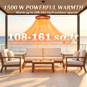 English Elm Ceiling Infrared Patio Heater with LED Light IP65 Waterproof for Covered Spaces 16.5 x 16.5 x 4.5 inches T3971P589515