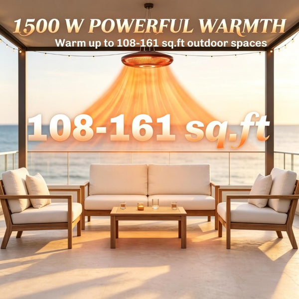 English Elm Ceiling Infrared Patio Heater with LED Light IP65 Waterproof for Covered Spaces 16.5 x 16.5 x 4.5 inches T3971P589515