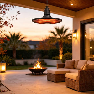 English Elm Ceiling Infrared Patio Heater with LED Light IP65 Waterproof for Covered Spaces 18.1 x 18.1 x 10.2 inches T3971P589518
