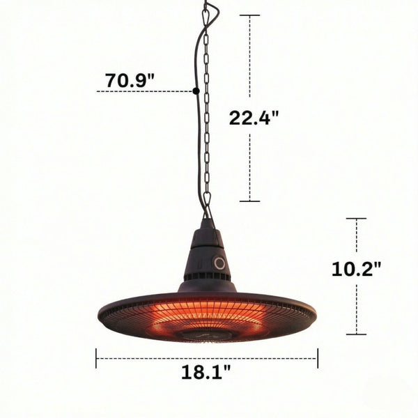 English Elm Ceiling Infrared Patio Heater with LED Light IP65 Waterproof for Covered Spaces 18.1 x 18.1 x 10.2 inches T3971P589518