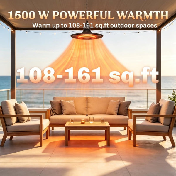 English Elm Ceiling Infrared Patio Heater with LED Light IP65 Waterproof for Covered Spaces 18.1 x 18.1 x 10.2 inches T3971P589518