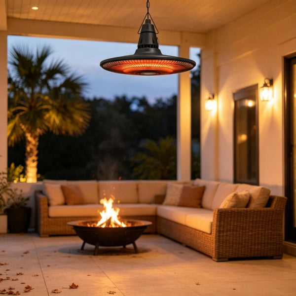 English Elm Ceiling Infrared Patio Heater with LED Light IP65 Waterproof for Covered Spaces 18.1 x 18.1 x 10.2 inches T3971P589518