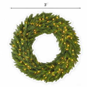 English Elm 36 Inch Pre-Lit Norwegian Spruce PE Wreath with Warm White LEDs for Front Door T3971P589551