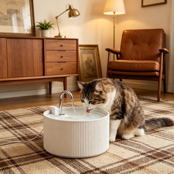 English Elm 2.2L(74oz) Ceramic Pet Water Fountain BPA Free Quad Filter Ultra Quiet Faucet Flow T3971P595510