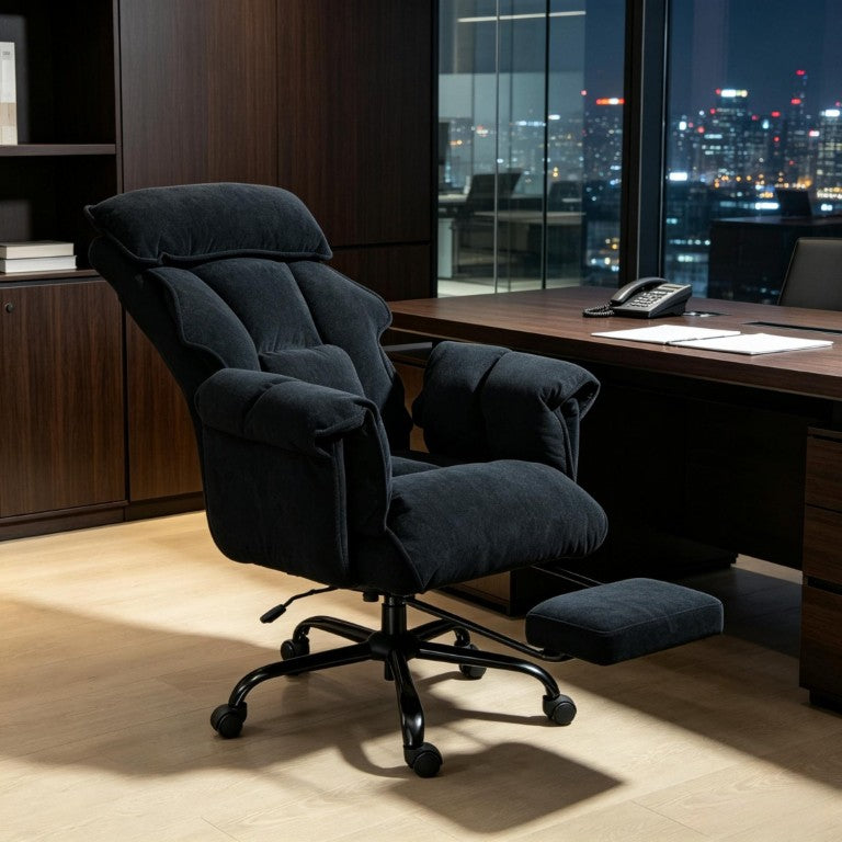 English Elm Office Reclining Executive Chair with Footrest Padded Headrest and Ergonomic Lumbar Support T3971P606315